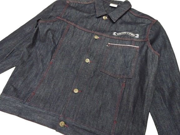 EVISEN×PASSPORT デニム ワーカジャケット サイズL ネイビー系 Gジャン コットン エビセン パスポート 中古品[B127L739]