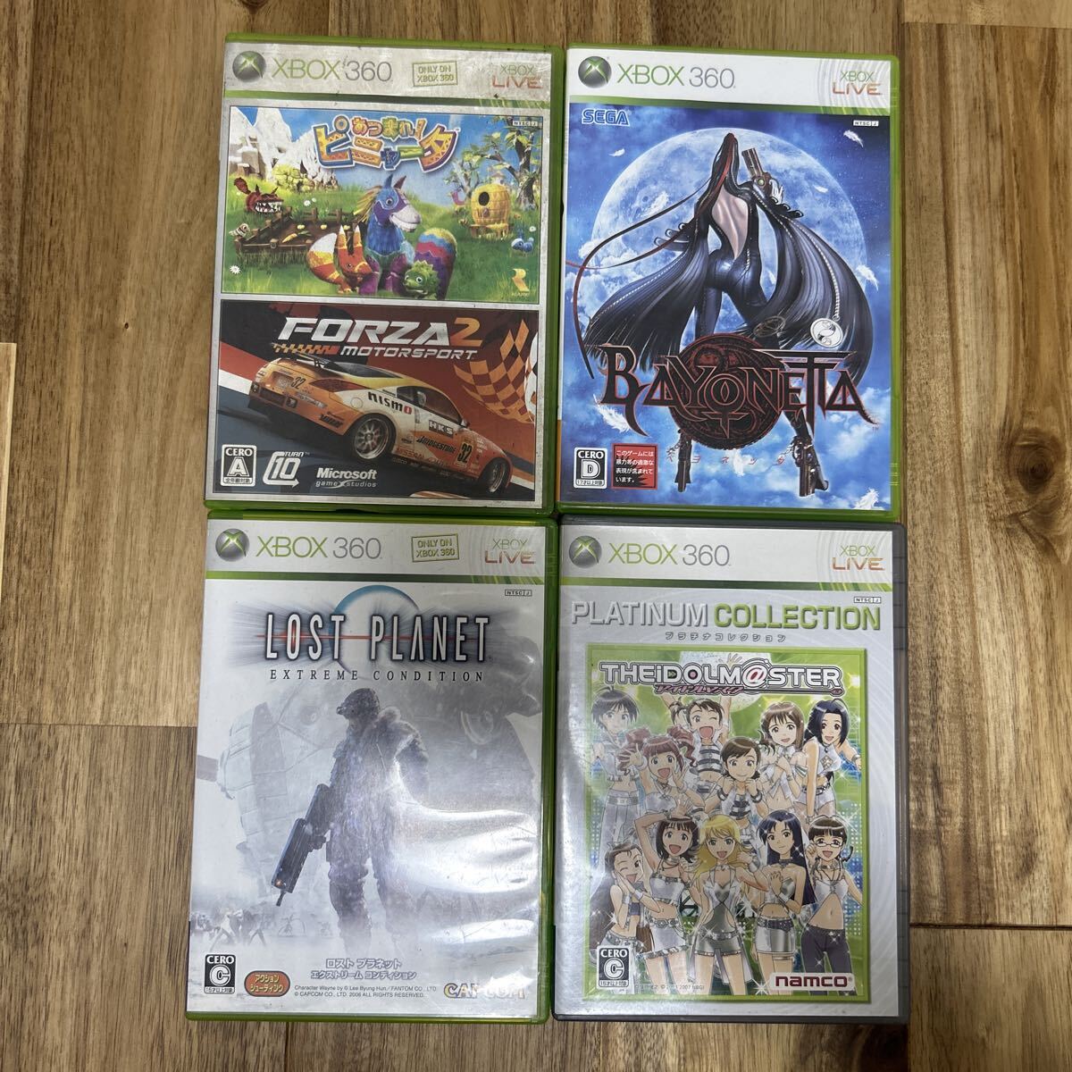 ●5未チェックジャンク品　LOSTPLANET ぺヨネッタ　アイドルマスター　あつまれ！ピニャータ　FORZA2 Xbox360 ソフト_画像1