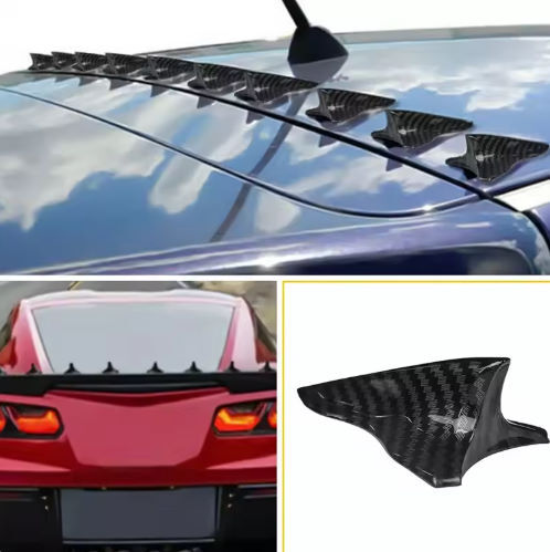 汎用 シャークフィンスポイラー リアルーフ用 10個セット ディフューザー 黒 カーボン調_画像5