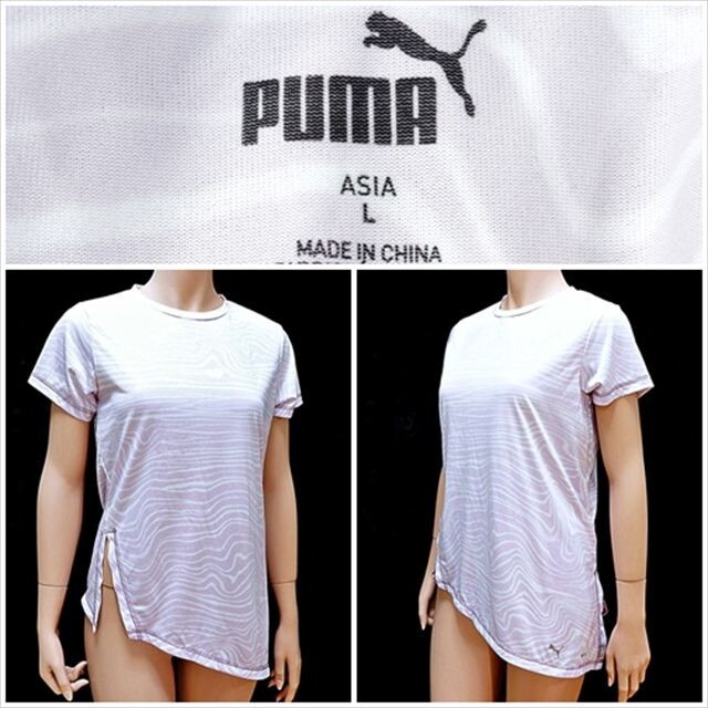 TE3-Y78☆//PUMAプーマ?Lサイズ*スリット入り＆ステッチ☆爽やかカラー*トップス※一番安価な送料はゆうパケットなら250円