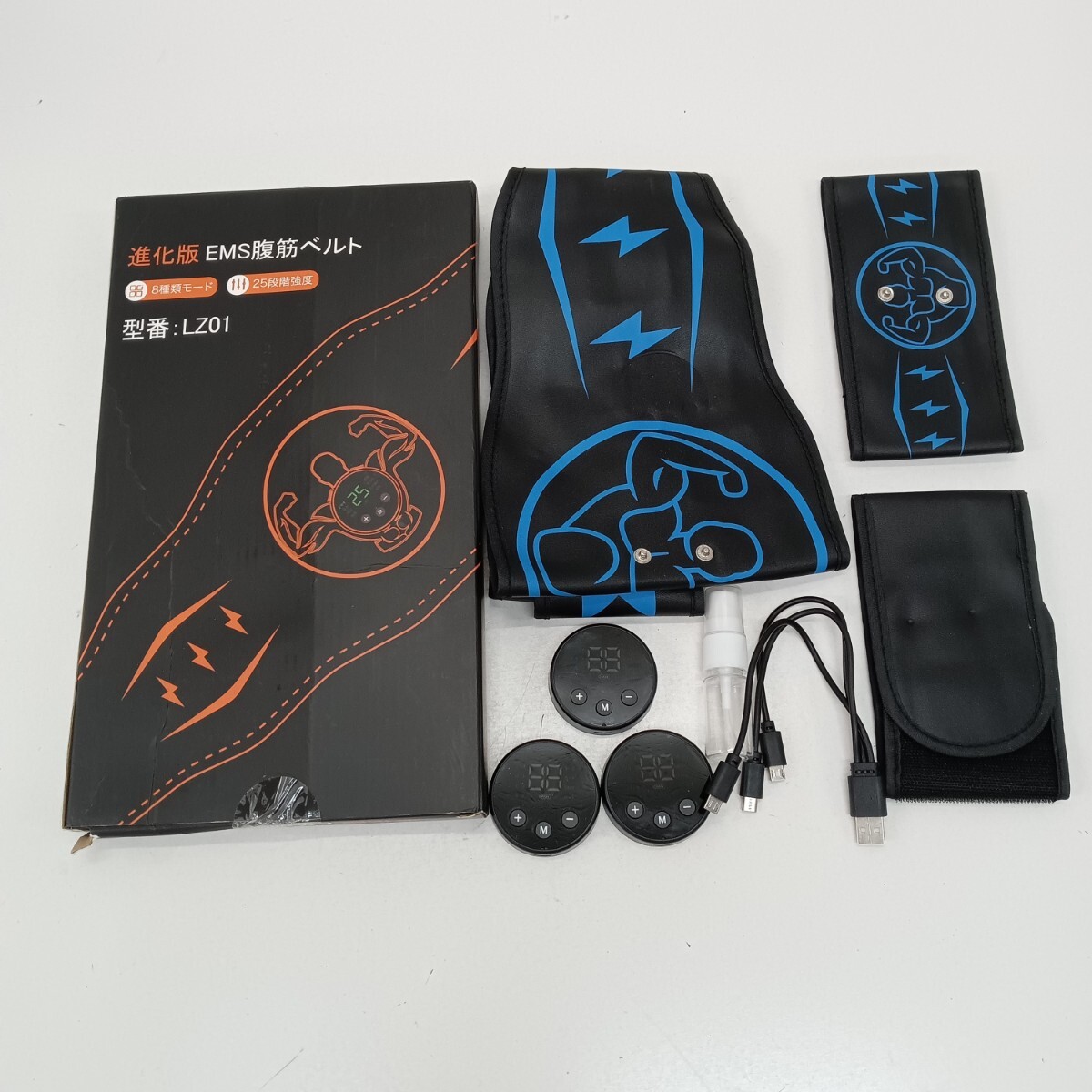 391 進化版 EMS腹筋ベルト 型番LZ01 8種類モード 25段階強度 エクササイズ 筋トレ トレーニング ダイエット 通電確認済 現状品