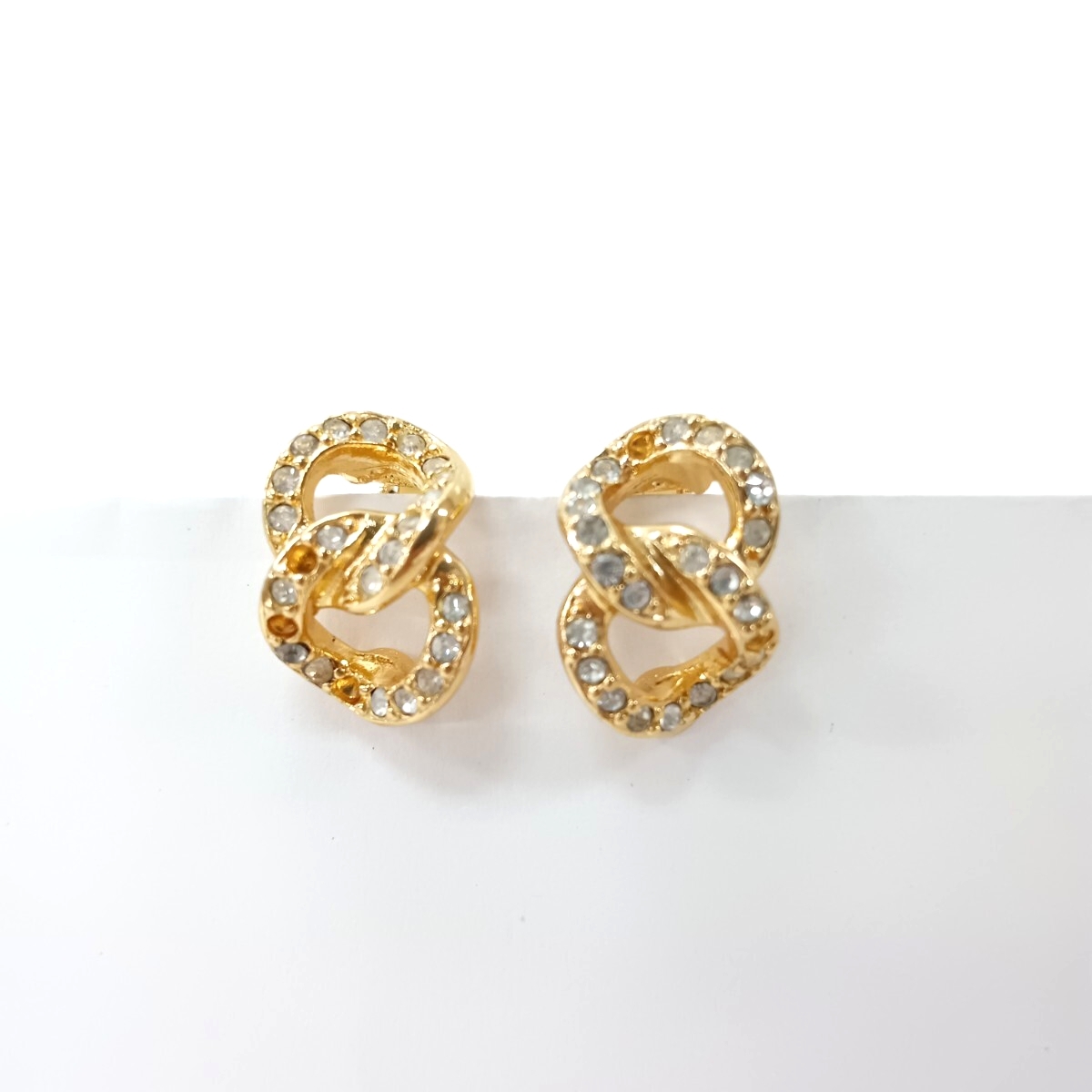 495 Christian Dior クリスチャンディオール ディオール イヤリング ラインストーン ゴールドカラー アクセサリー ファッション小物