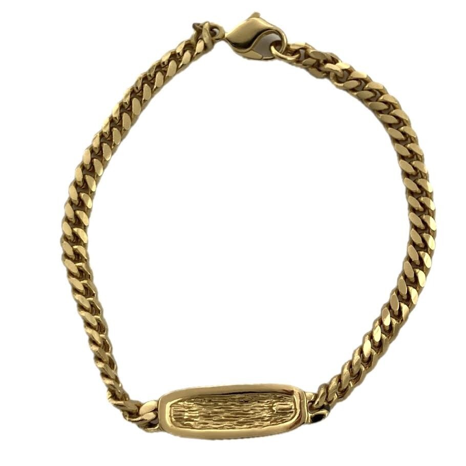 仙76 Christian Dior ロゴプレート ブレスレット ゴールド系 ラインストーン クリスチャンディオール CD ブレス 喜平チェーン_画像3