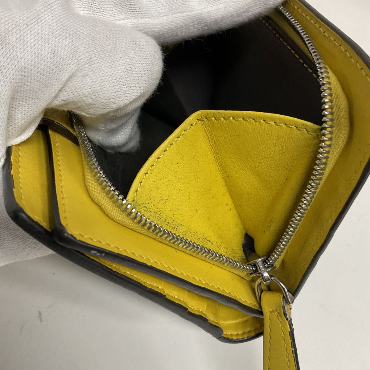 営AD999-60◆ FENDI フェンディ エフイズ ズッカ レザー ブラウン×イエロー ２つ折り財布 箱?袋あり 8M0386-A6CB-199-8210 