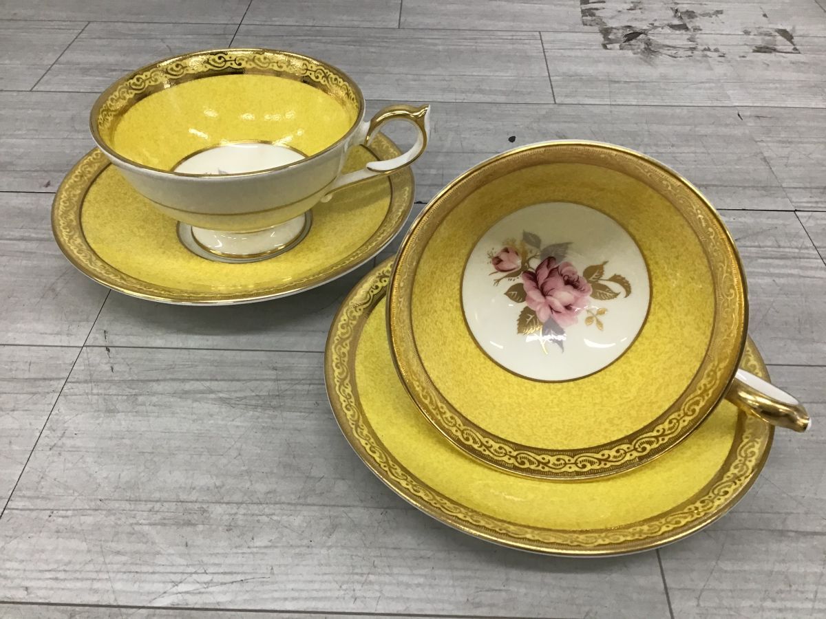 ●営KW054-100 AYNSLEY エインズレイ 金彩色絵 EST.1775 カップ＆ソーサー 6客セット 洋食器 /t