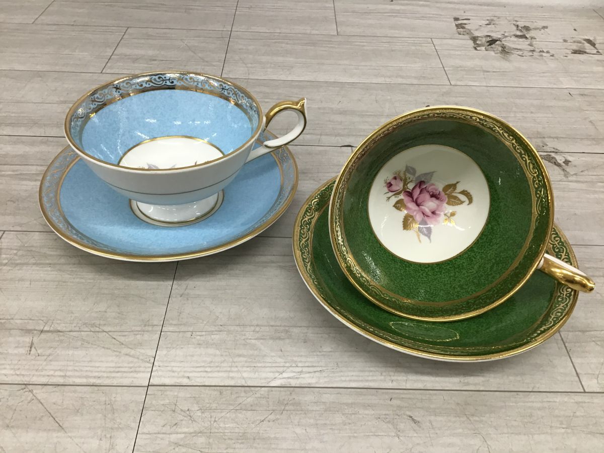 ●営KW054-100 AYNSLEY エインズレイ 金彩色絵 EST.1775 カップ＆ソーサー 6客セット 洋食器 /t