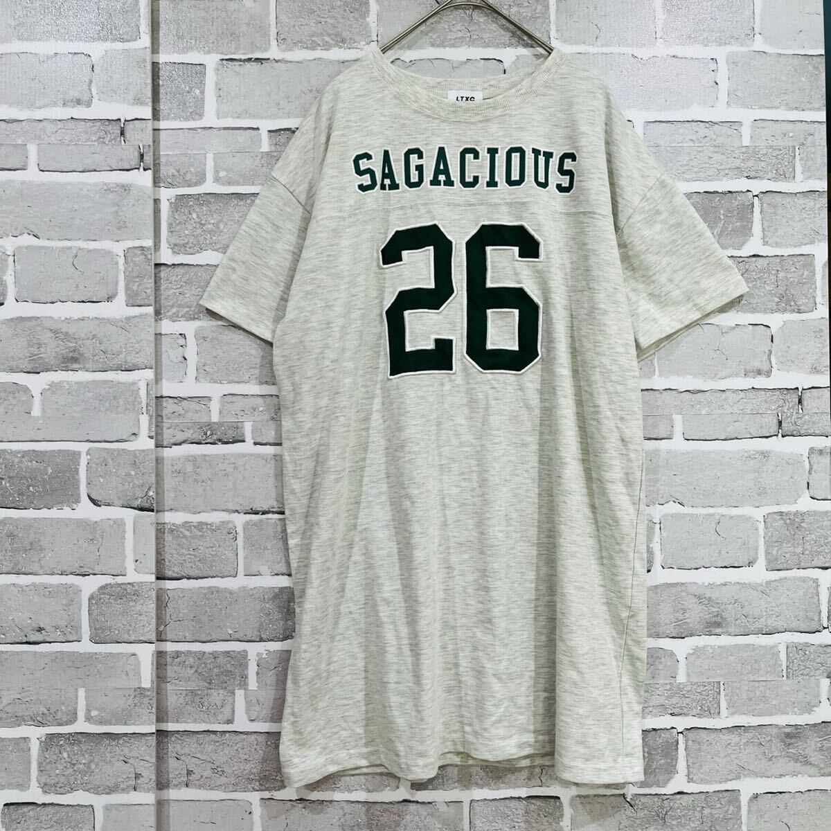 【LTXC】ラブトキシック Lovetoxic ビッグシルエット 半袖 ナンバリング Tシャツ ビッグプリント L 160 フットボール グレー プリント034_画像1