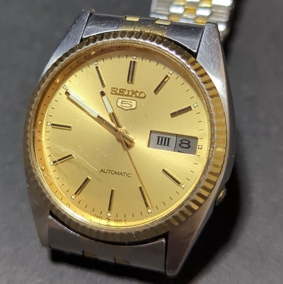 SEIKO セイコー ファイブ 7009-3110 ゴールド文字盤 腕時計 メンズ AUTOMATIC 自動巻き 稼働品