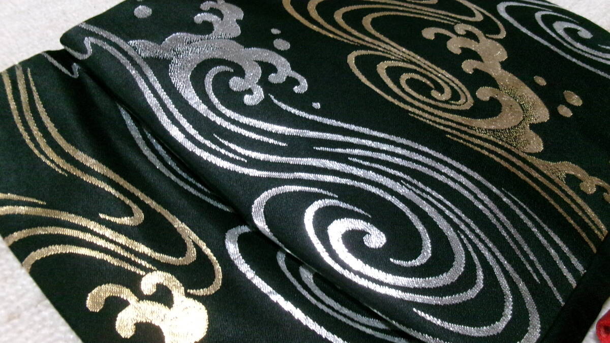まとめて【重宝】Sサイズ※時間短縮※便利品※黒金彩色波模様※赤金彩華模様※化繊※なごや帯※作り帯※2点：＊_画像4