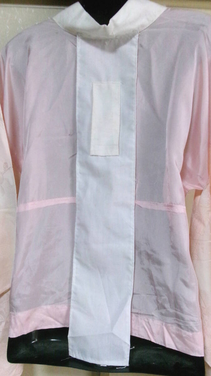 121【重宝】Sサイズ※ピンク色系※衣文抜き付き※洗える※単衣袖※単衣※半襦袢 裄63_画像3