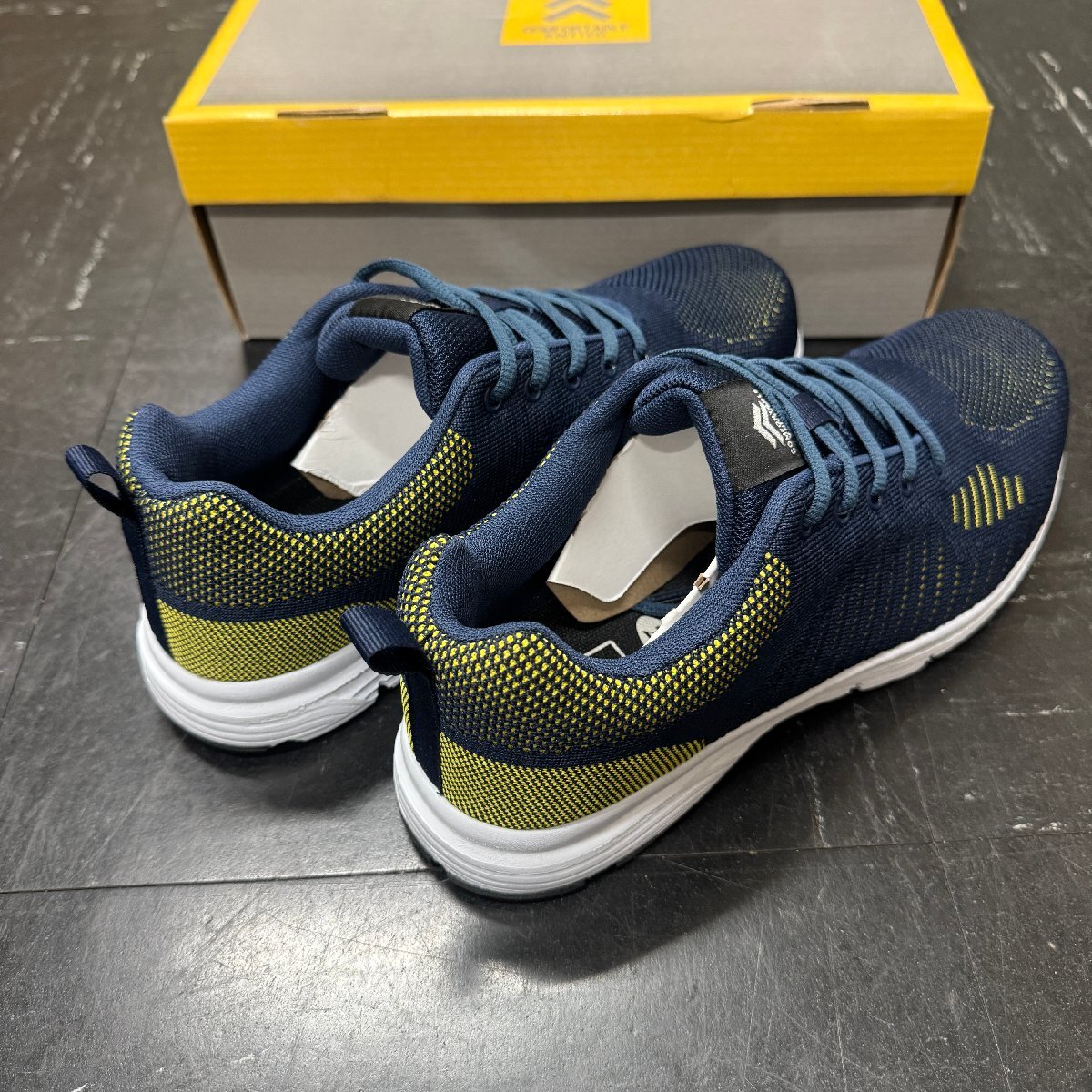 【掘り出し】?　おたふく　JW-395　ニットワークシューズ　26.0cm　ブラック×イエロー??全靴