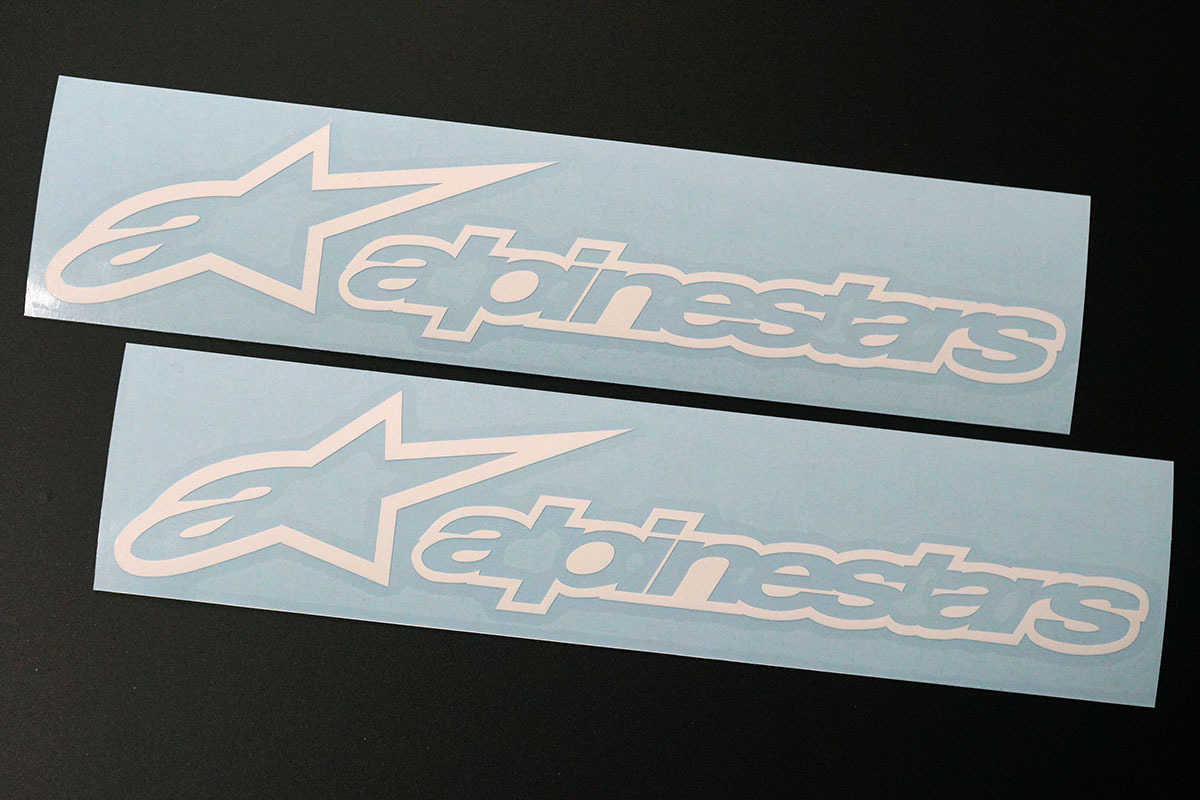 alpinestars アルパインスターズ カッティングステッカー 165mm×34mm ホワイト 2枚 切り文字 定形郵便送料無料