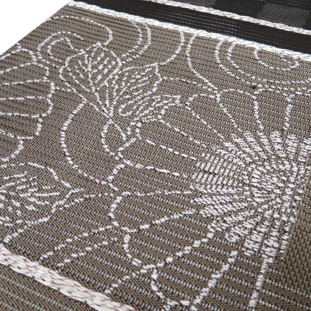 夏物 夏帯 名古屋帯 なごや帯 中古 リサイクル 正絹 カジュアル 花の図 菊 蔦 動物文様 黒色 錆利休色 多色 きもの北條 A1270-17_画像4