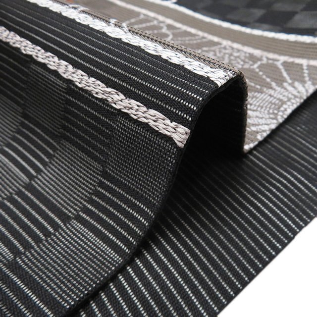 夏物 夏帯 名古屋帯 なごや帯 中古 リサイクル 正絹 カジュアル 花の図 菊 蔦 動物文様 黒色 錆利休色 多色 きもの北條 A1270-17_画像7