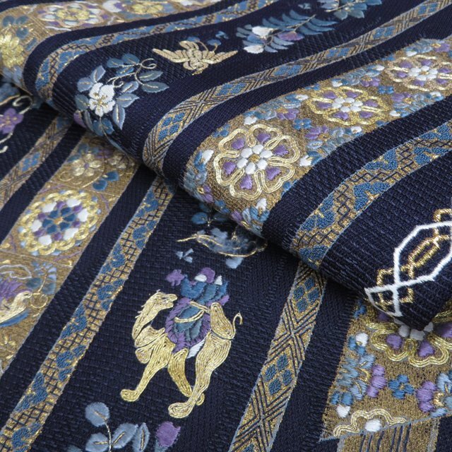 ☆きもの北條☆ 金駒刺繍 相良刺繍 中国刺繍 モール 花鳥模様 六