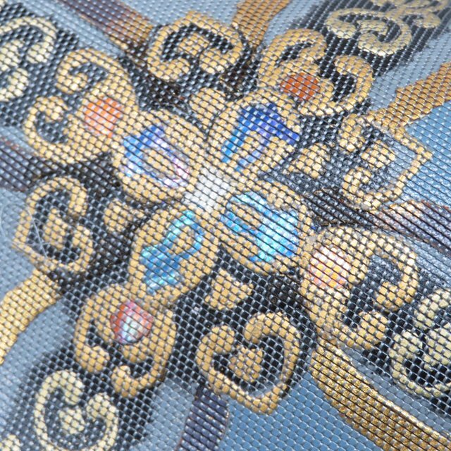 特選 袋帯 中古 リサイクル 正絹 フォーマル 仕立て上がり お太鼓柄 川島織物 本金 螺鈿箔 花紋 薄青系色 多色 金 きもの北條 A1277-15_画像4