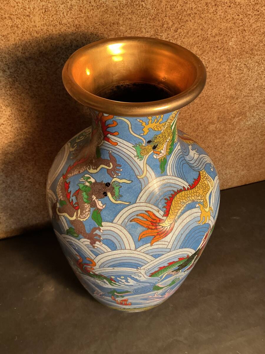 七宝 花器 中国美術 七宝焼 花瓶 花入 壺 骨董 時代物 古玩