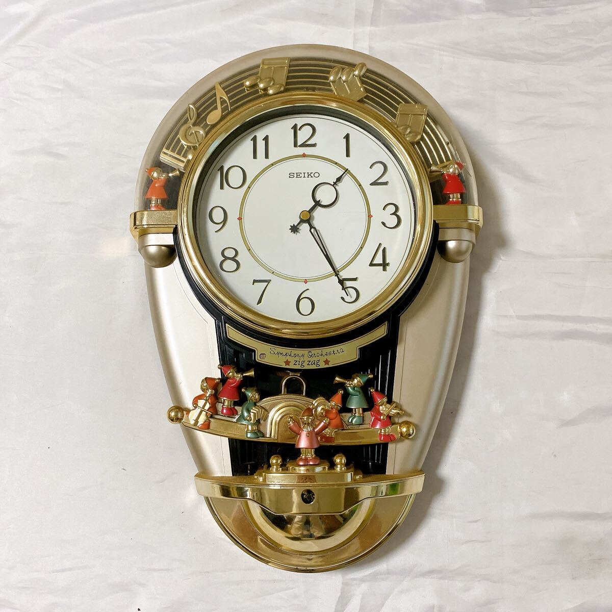 動作品 セイコー SEIKO 掛け時計 からくり時計 掛時計 壁掛け時計 zig zag Symphony Orchestra 昭和レトロ インテリア ヴィンテージ