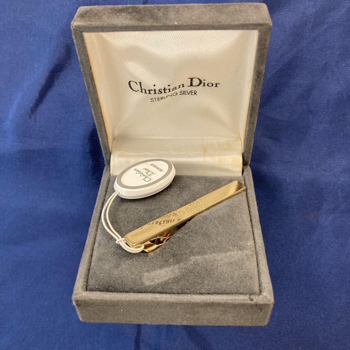 1円出品! Christian Dior ネクタイピン 品番4300-076-098 ゴールドカラー 箱付き