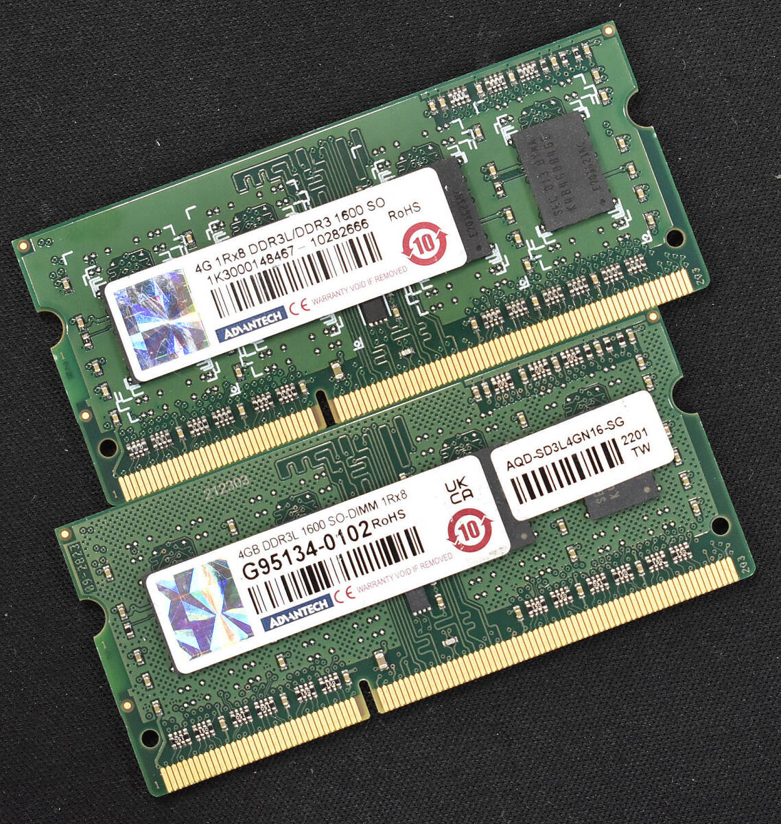 4GB 2枚組 (合計 8GB) PC3L-12800S DDR3-1600 S.O.DIMM 204pin 1Rx8 ADVANTECH (Samsungチップ搭載) (動作確認済) (管:SB0792 x8s
