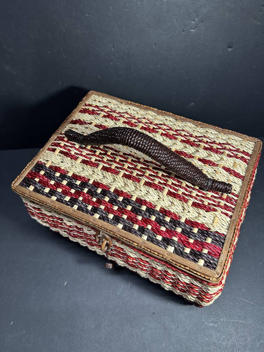 ★コレクター必見！！ 当時物 現状品 ビンテージ ソーイングケース 裁縫箱 バスケット 小物入れ 雑貨 収納 KZ318_画像2