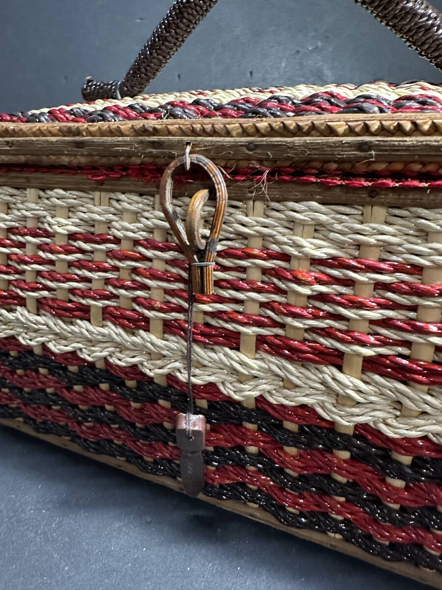 ★コレクター必見！！ 当時物 現状品 ビンテージ ソーイングケース 裁縫箱 バスケット 小物入れ 雑貨 収納 KZ318_画像3