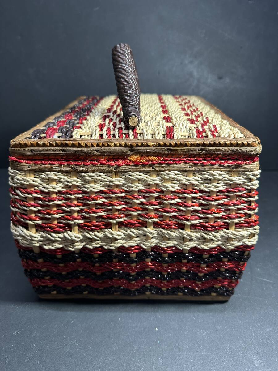 ★コレクター必見！！ 当時物 現状品 ビンテージ ソーイングケース 裁縫箱 バスケット 小物入れ 雑貨 収納 KZ318_画像4