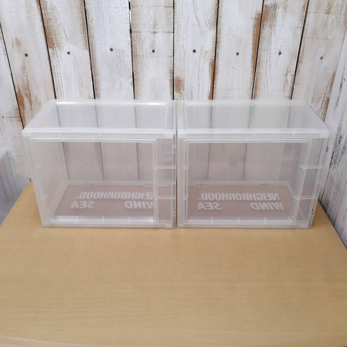 カ■25090603 NEIGHBORHOOD WIND AND SEA ネイバーフッド スニーカー ストレージ ケース コンテナ 収納ボックス 2個セット ウィンダンシー_画像9