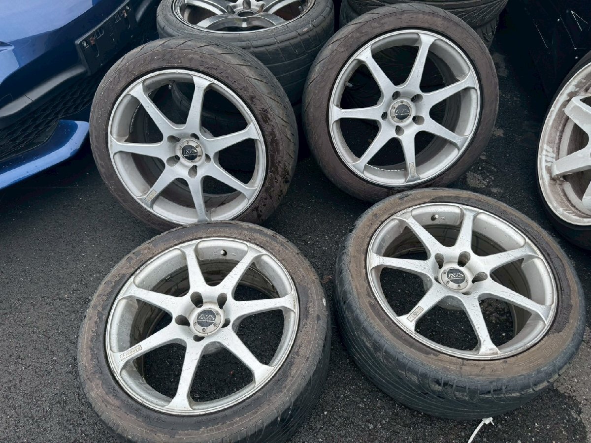 YOKOHAMA AVS MODEL7 17inch 8J+45 5h114.3 アルミホイール 4本セット タイヤ付 日産系 トヨタ系 シルビア スカイライン チェイサーetc..._画像1