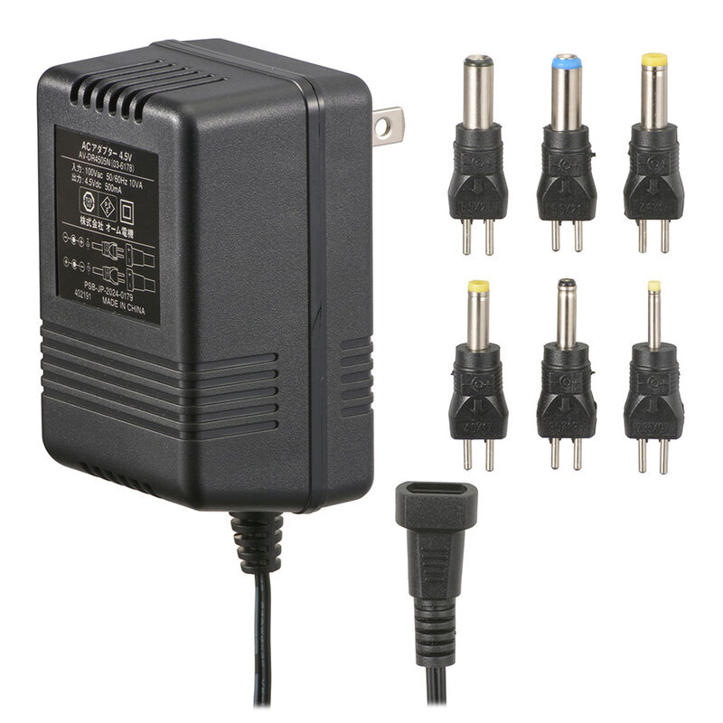 AudioComm ACアダプター トランス式電源アダプター DC4.5V対応 変換プラグ6種付き｜AV-DR4505N 03-6178 オーム電機 OHM_画像1