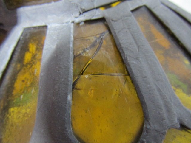 ステンドグラス風(fēng)燈　　ジャンク品　　釣り下げ式電気　 　　　　　ステンドガラス　　 　ランタン　照明　行燈　　　電燈　昭和レト