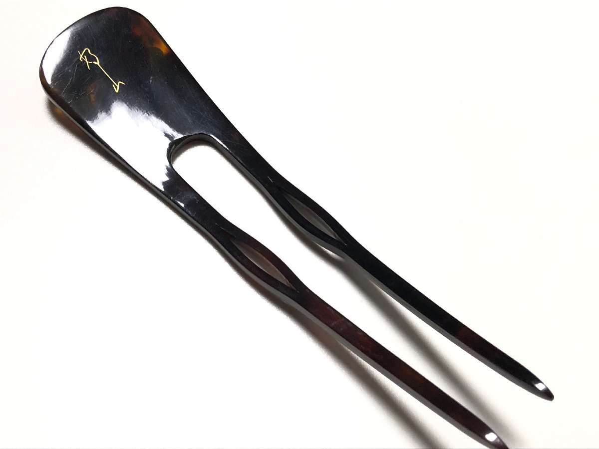 アンティーク 本鼈甲 金蒔絵 螺鈿 9.3g 作家物 好山 桜文 簪 共箱付属_画像6