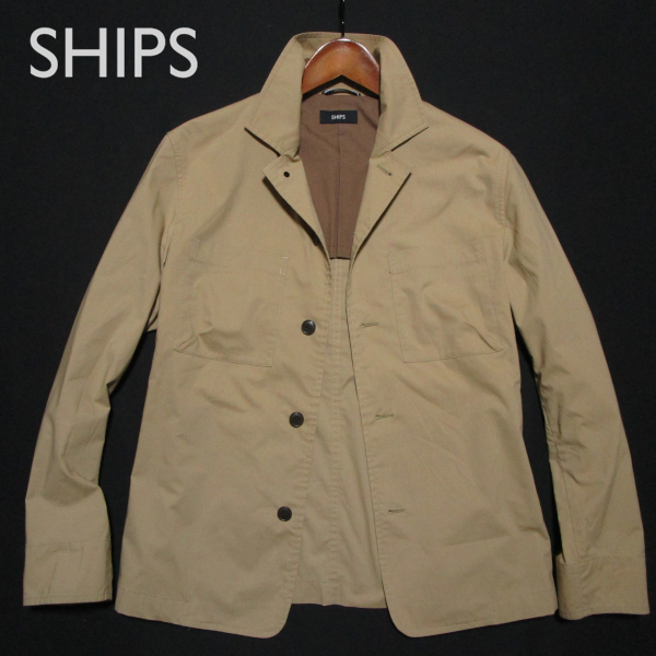 【シップス】 ストレッチ　ライトジャケット　TC混紡糸　ウェザークロス　サイズM　ベージュ　秋物　シャツジャケット　SHIPS_画像1