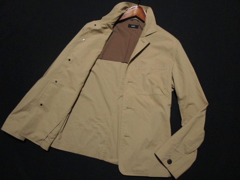 【シップス】 ストレッチ　ライトジャケット　TC混紡糸　ウェザークロス　サイズM　ベージュ　秋物　シャツジャケット　SHIPS_画像2