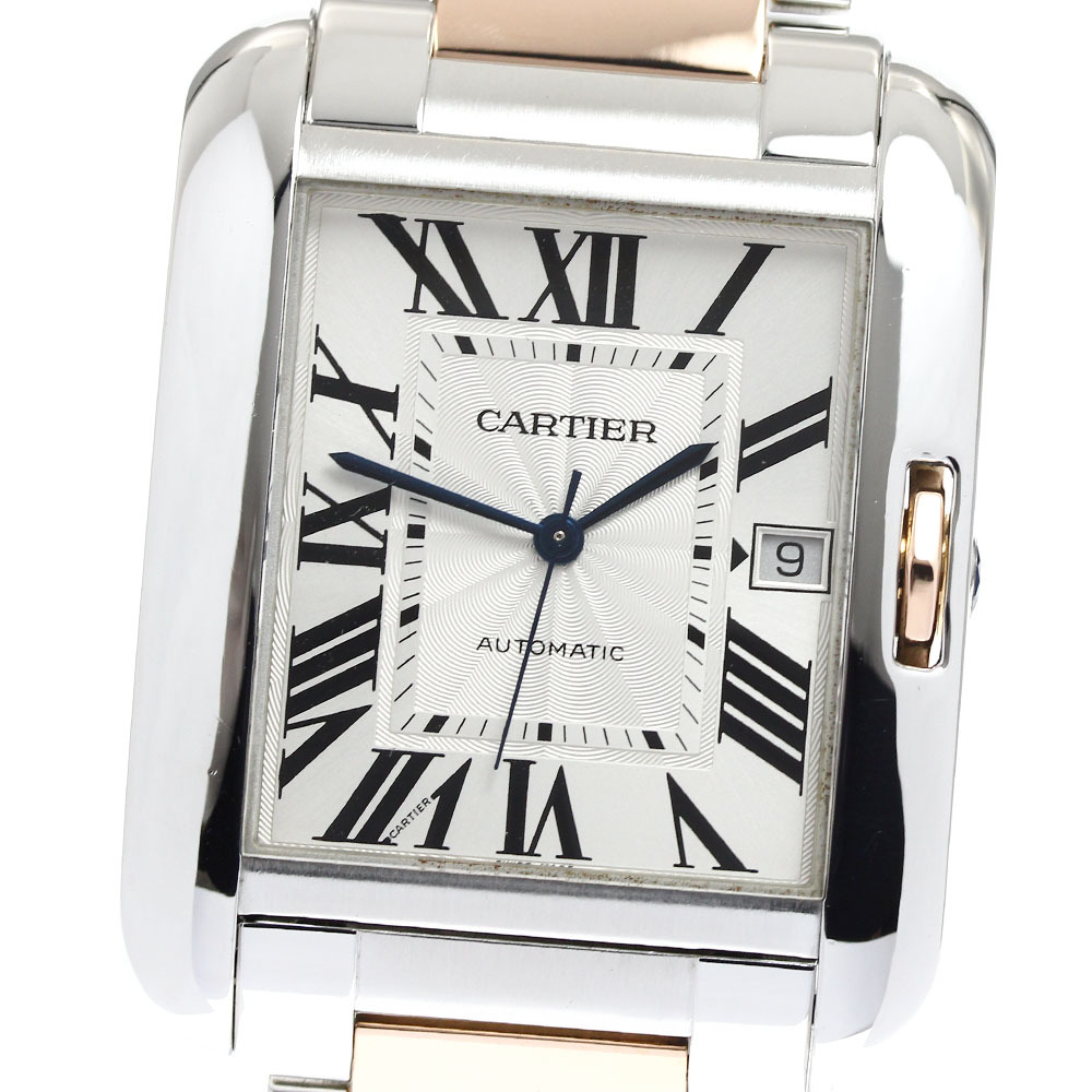 カルティエ CARTIER W5310006 タンクアングレースXL デイト コンビ 自動巻き メンズ 良品 _898667