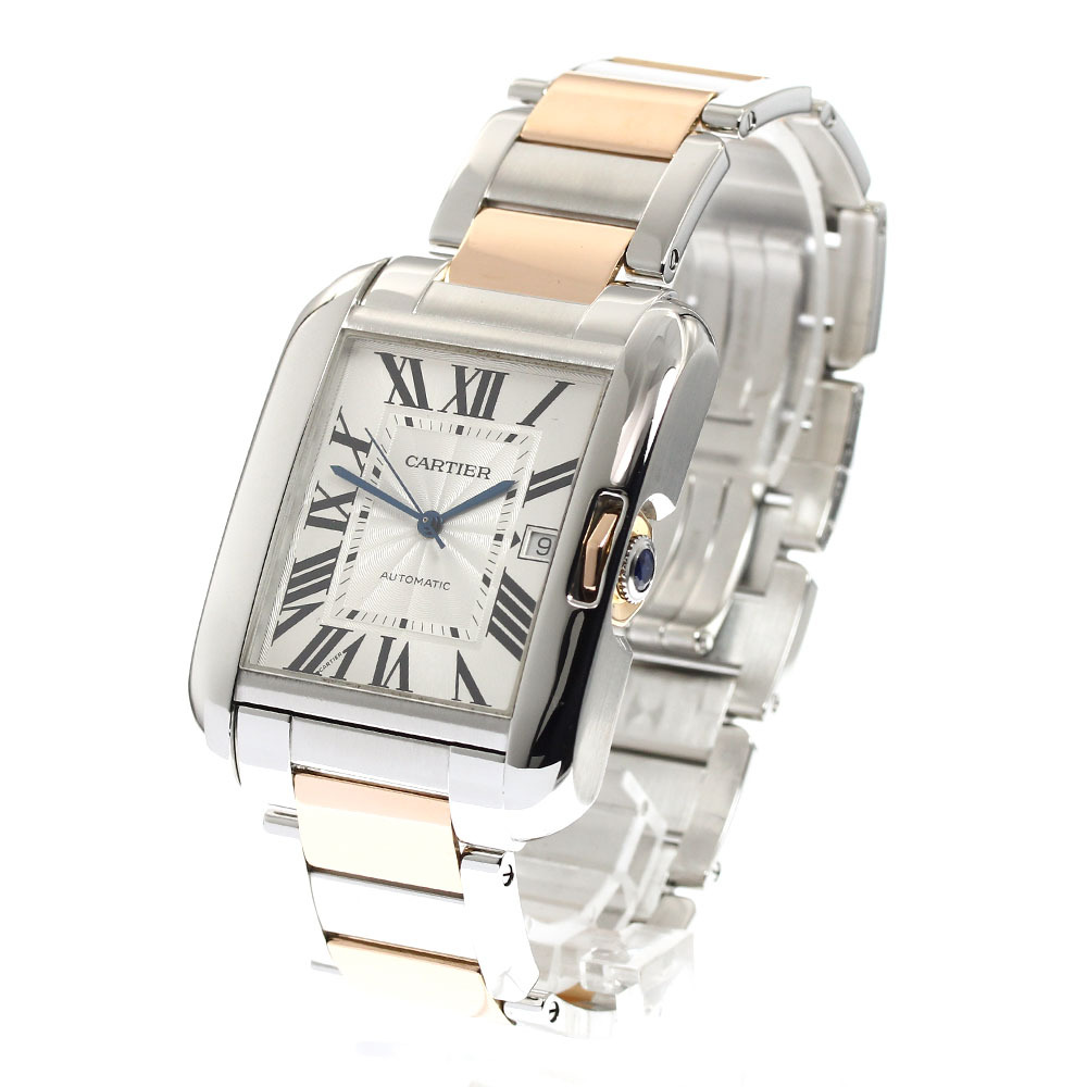 カルティエ CARTIER W5310006 タンクアングレースXL デイト コンビ 自動巻き メンズ 良品 _898667
