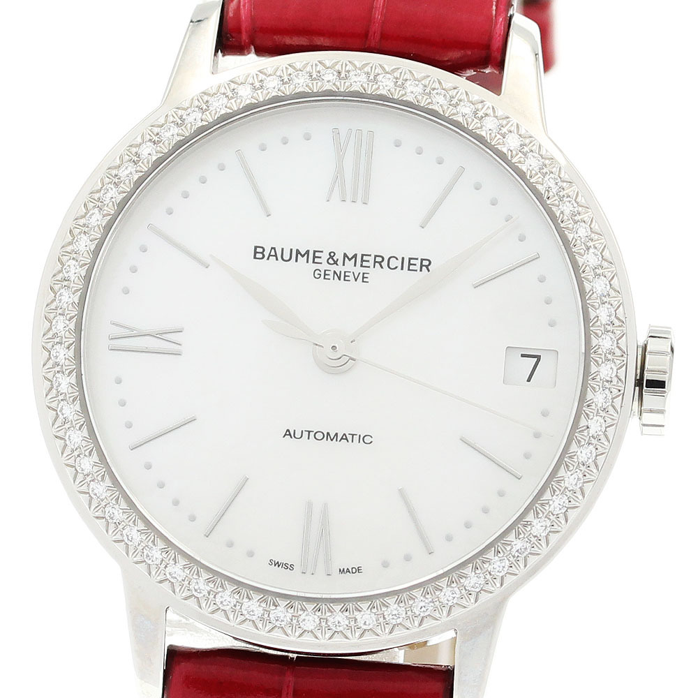ボーム&メルシェ Baume & Mercier M0A10546 クラシマ ダイヤベゼル 自動巻き レディース 美品 保証書付き_909624_画像1
