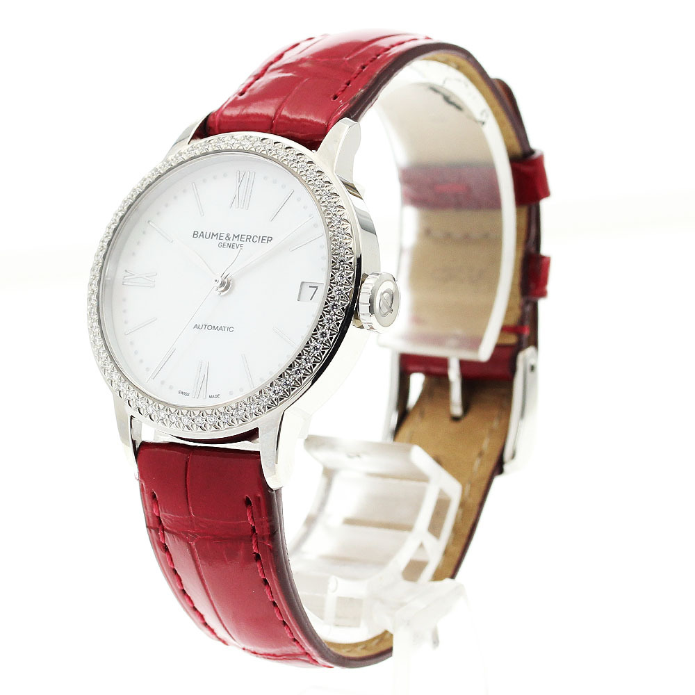 ボーム&メルシェ Baume & Mercier M0A10546 クラシマ ダイヤベゼル 自動巻き レディース 美品 保証書付き_909624_画像3