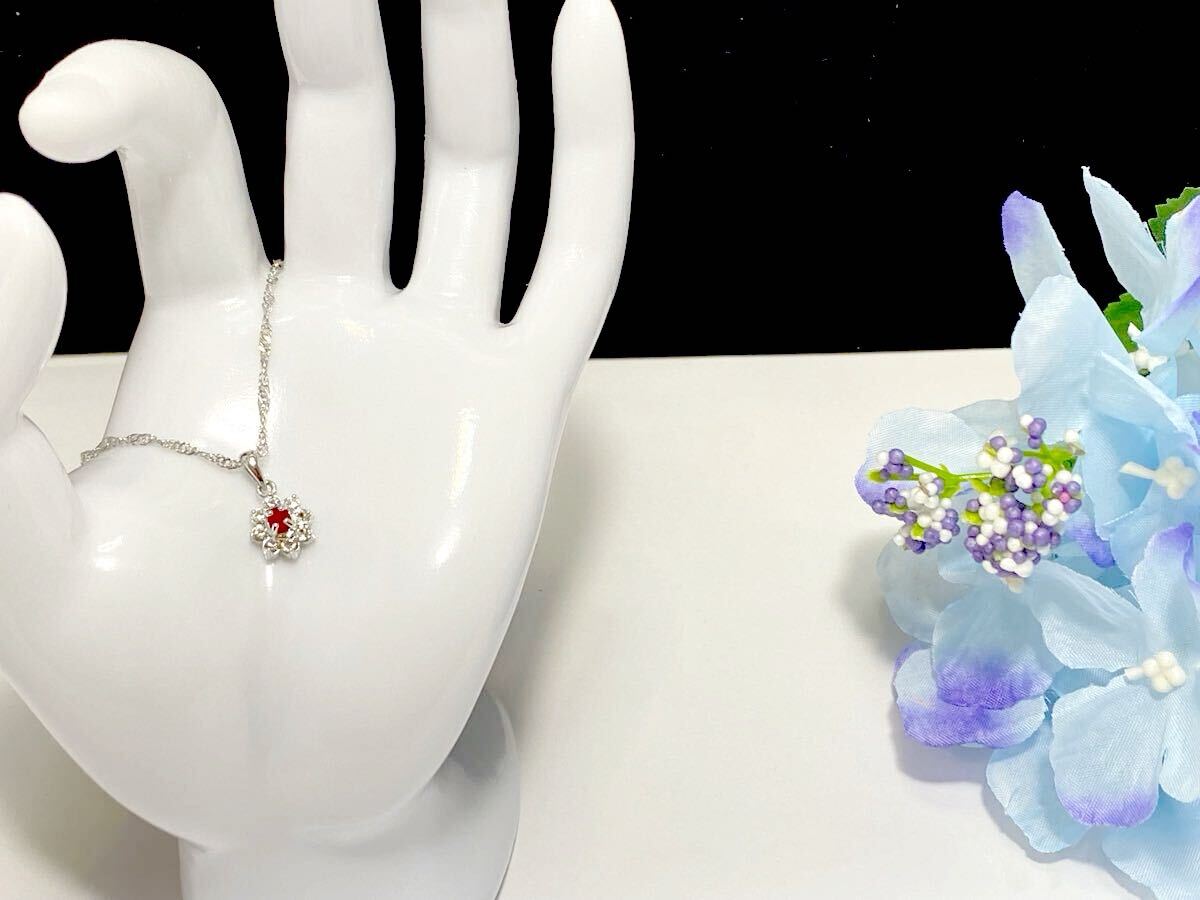 倉庫在庫処分！ 天然ルビー(コランダム) 7月誕生石 ペンダント ネックレス① 宝石 新品未使用品_画像4