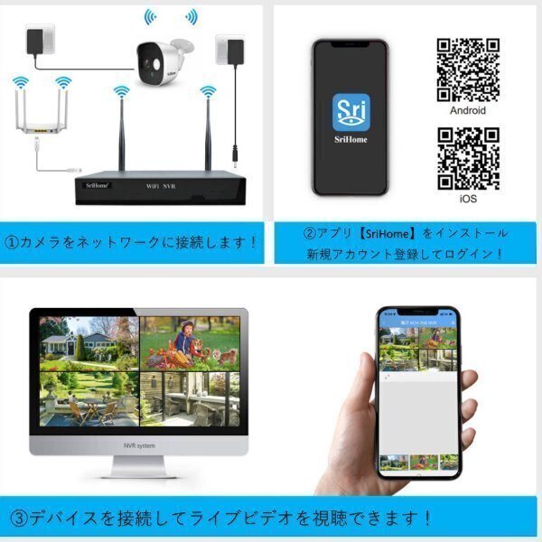 防犯カメラセット 4台カメラ 屋外 IP66防水 遠隔監視&動体検知 暗視撮影 H.265+映像圧縮技術 双方向通話 カメラ増設自由 WiFi 強化_画像8