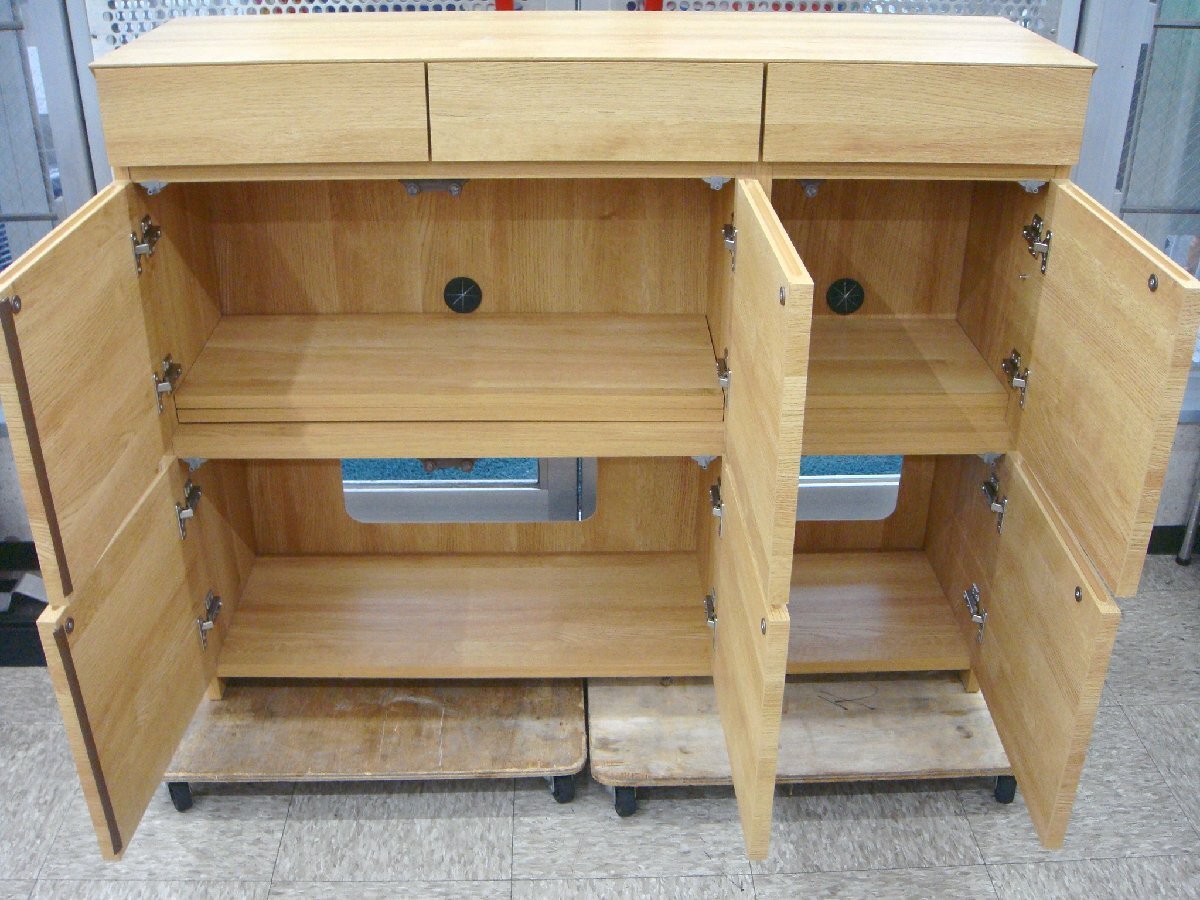 9208ST 美品 ISSEKI REN 多用途 リビングボード 110 MF-LBR ライトブラウン 寸法(約)W110×D34×H88cm 家財おまかせ便Cランク 収納棚_画像8
