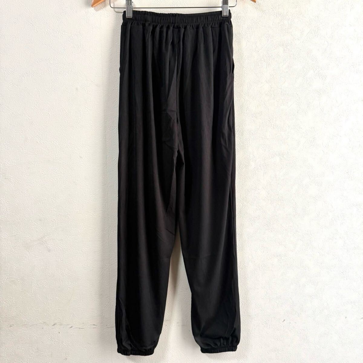 ジョガーパンツ メンズ リブパンツ カジュアルパンツ 速乾 涼感 通気性 ストレッチ ブラック M_画像10