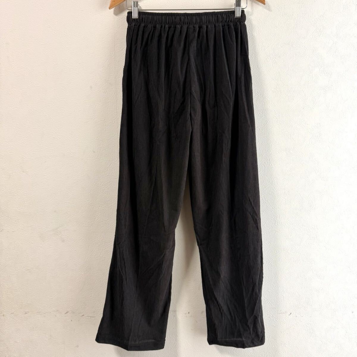 ワイドパンツ メンズ イージーパンツ リブ カジュアルパンツ ボトムス おしゃれ ブラック L_画像9