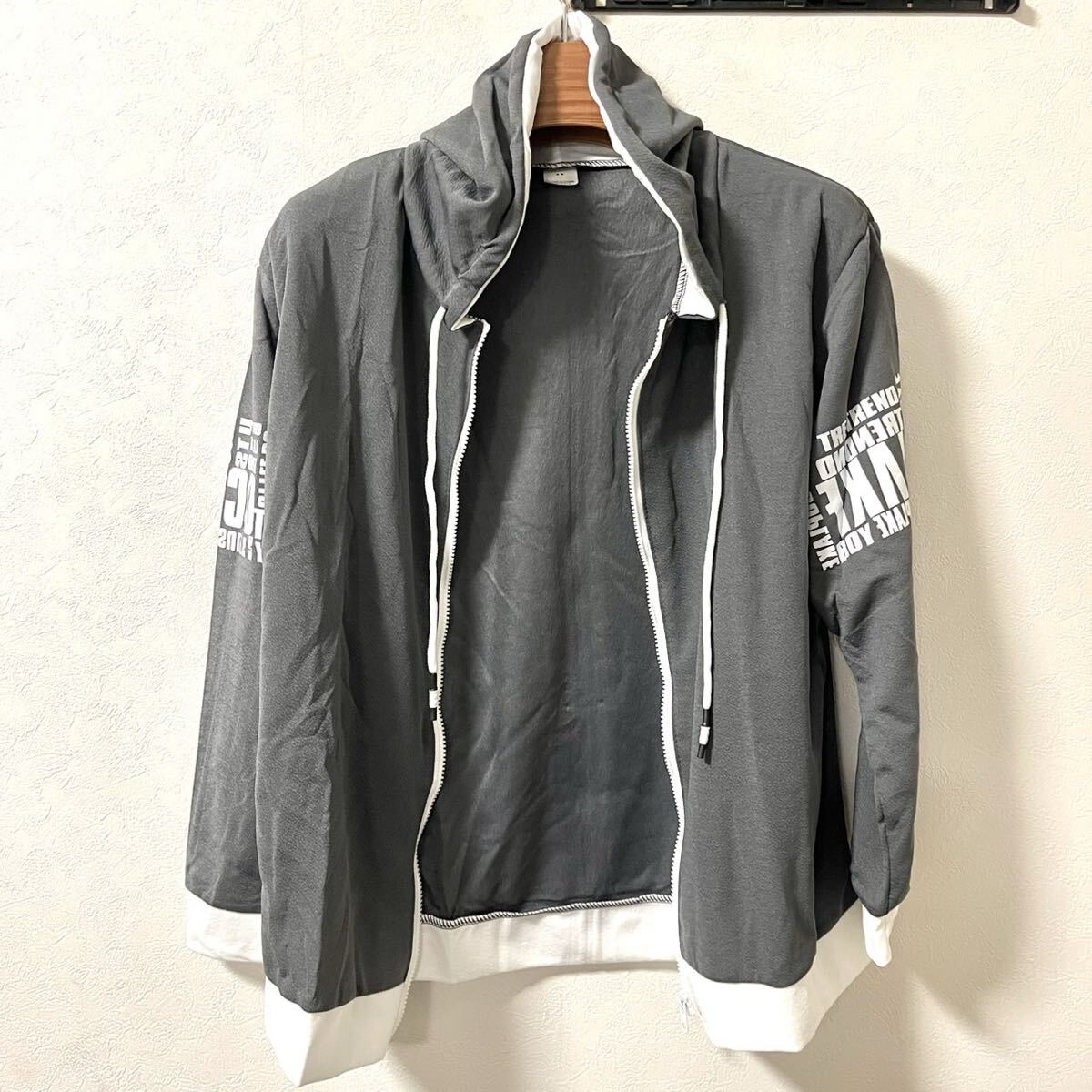 ジャージ上下 メンズ セットアップ ジャージ 部屋着 普段着 速乾 グレー M_画像9