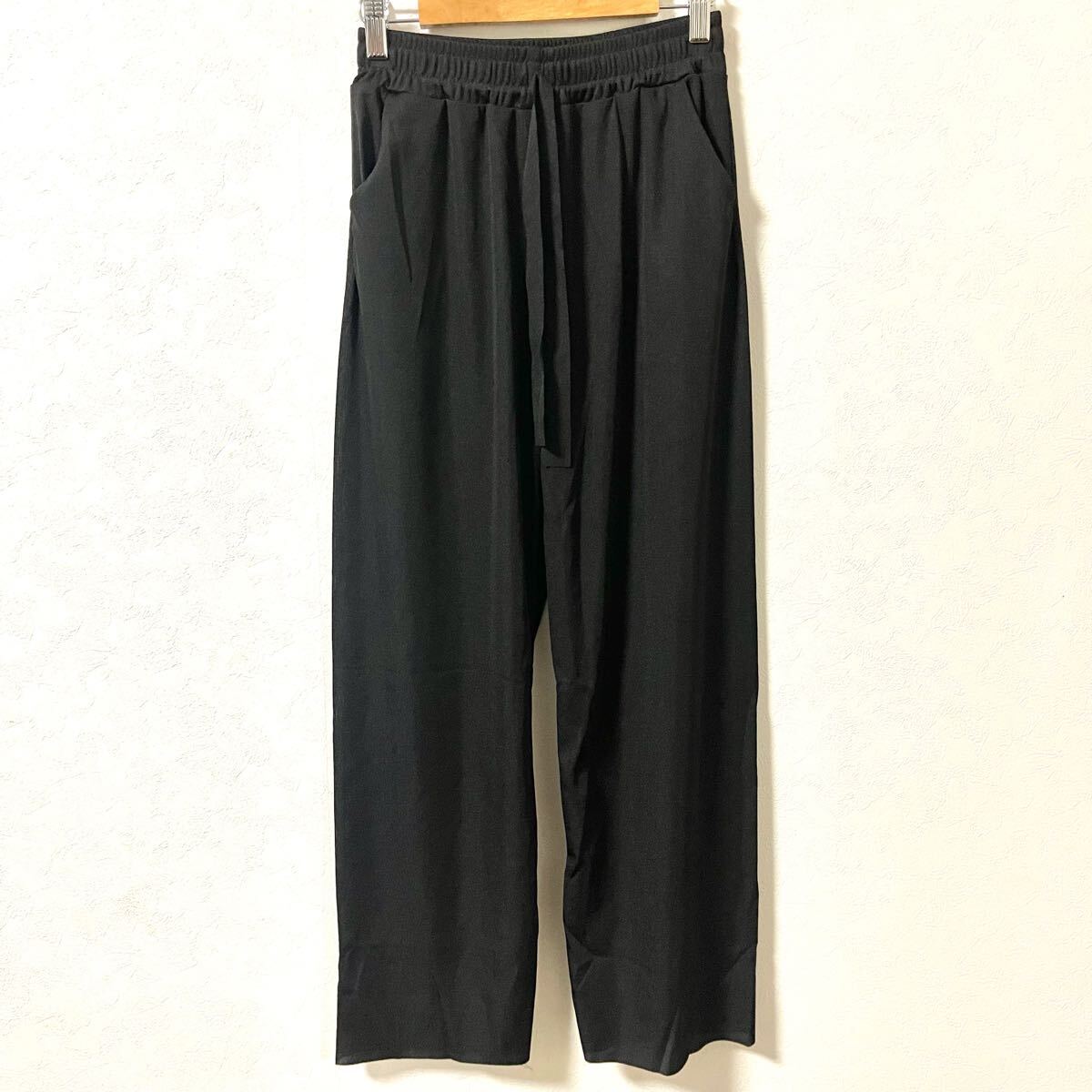ワイドパンツ レディース 接触冷感 体型カバー 美脚 ストレッチ 速乾 ワイド ブラック M_画像6