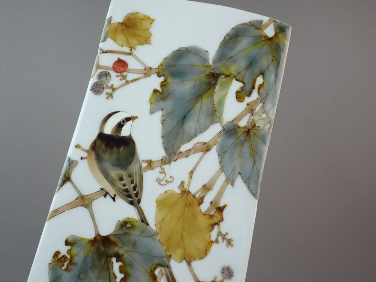 [ антиквариат * чайная посуда ]* Kutani гора рисовое поле . Akira **.... рисунок длина ваза для цветов высота примерно 50.3cm go012tlenaga ваза цветок входить цветок дорога . дорога 