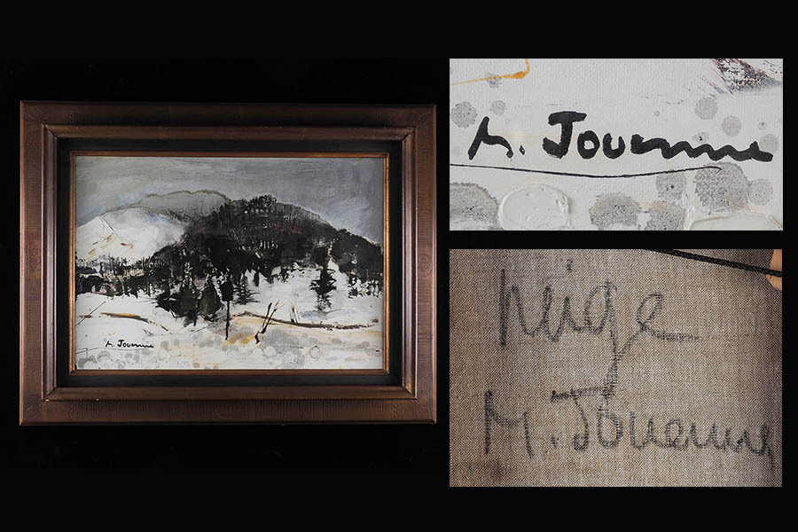 【真作】XD41 ミッシェル・ジュエンヌ Michel JOUENNE 「雪景色」10P 肉筆 油彩 縦57cm横74cm / フランス出身 レジオンドヌール勲章受賞_画像1