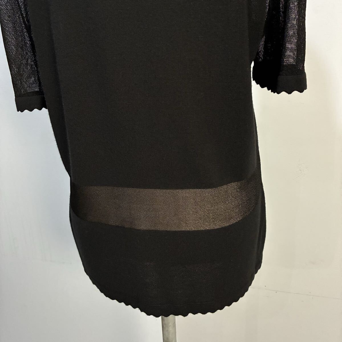 JEAN GIRARD フランス製 半袖ニット ニットカットソー 刺繍ニット ニットTシャツ 花柄刺繍 黒 ブラック 希少【レターパックプラス郵送可】T_画像7