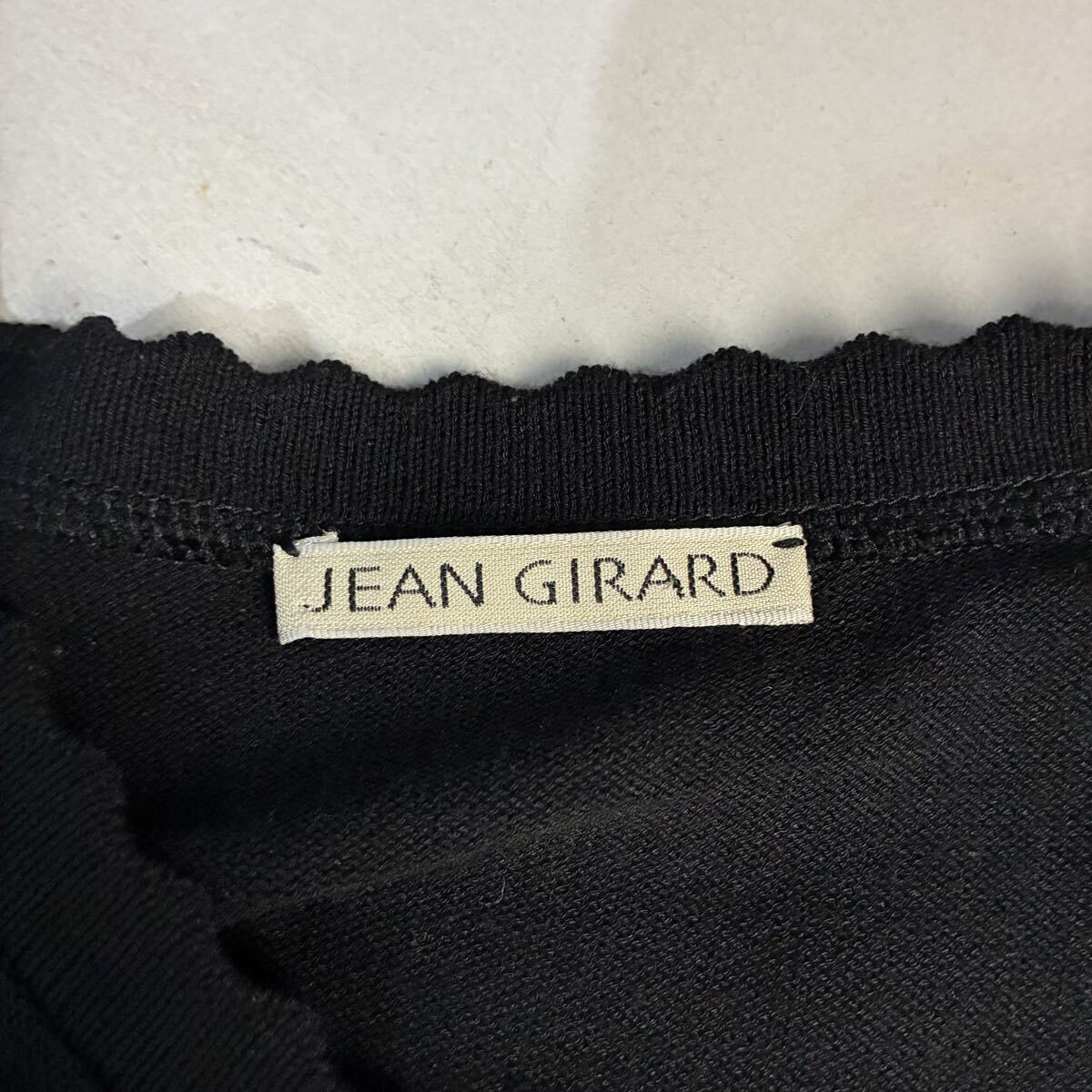 JEAN GIRARD フランス製 半袖ニット ニットカットソー 刺繍ニット ニットTシャツ 花柄刺繍 黒 ブラック 希少【レターパックプラス郵送可】T_画像9