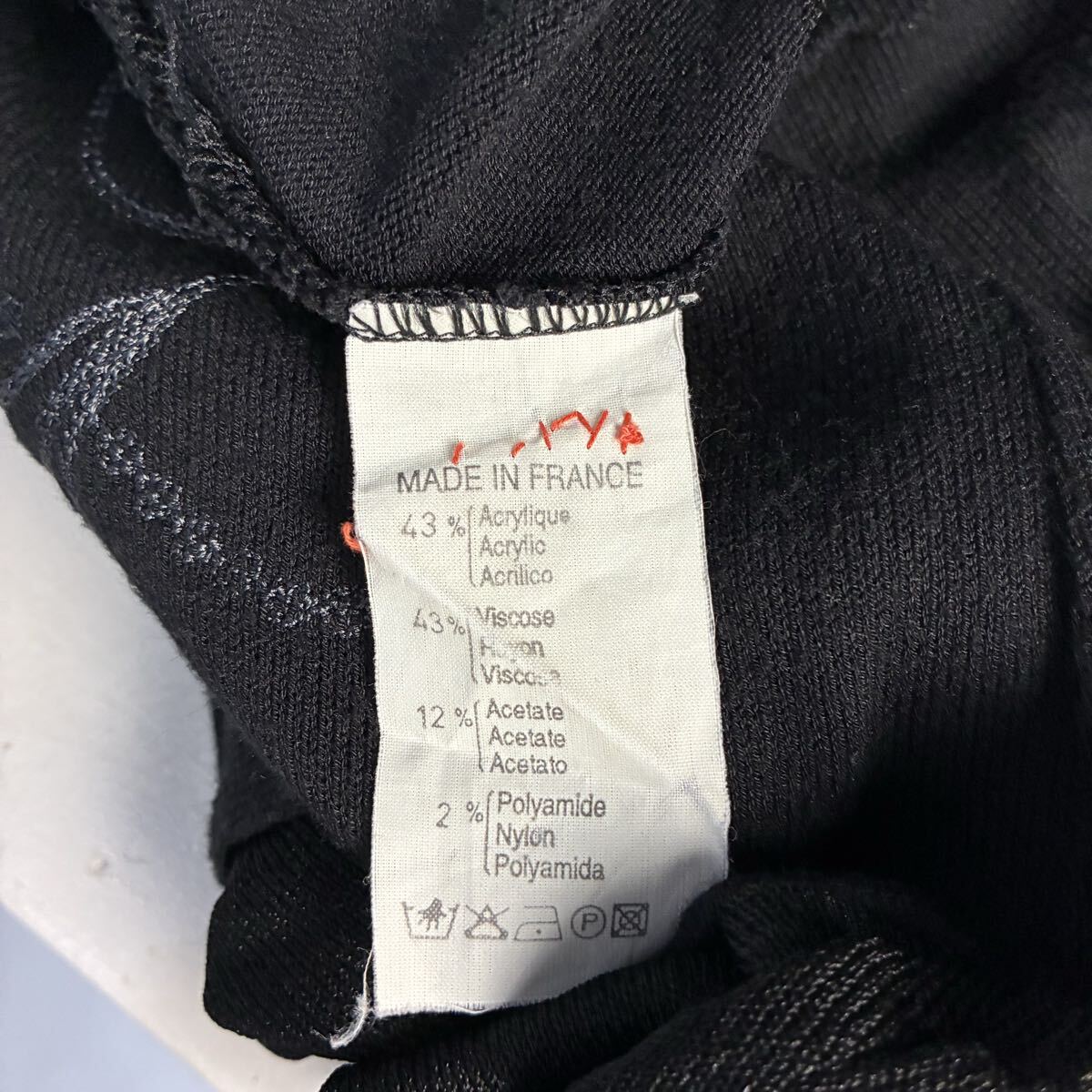 JEAN GIRARD フランス製 半袖ニット ニットカットソー 刺繍ニット ニットTシャツ 花柄刺繍 黒 ブラック 希少【レターパックプラス郵送可】T_画像10